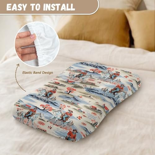 Image of ZOUTAIRONG Western Cowboys Crib Sheets Polyester Bassinet Sheets Mini Crib Sheets for Bassinet Pad /Mattress Universal Bassinet Sheets Breathable and Heavenly Soft Blue