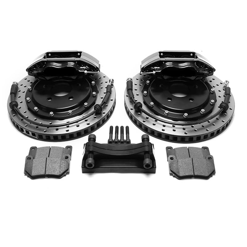 DOQUAMNEX Brake Caliper Big Brake Kit High Qulity Red Caliper with 295 * 24mm Drilled Rotor Kit Fit for Volvo V40 Front 16inch Car Calipers(Black Brake kit)