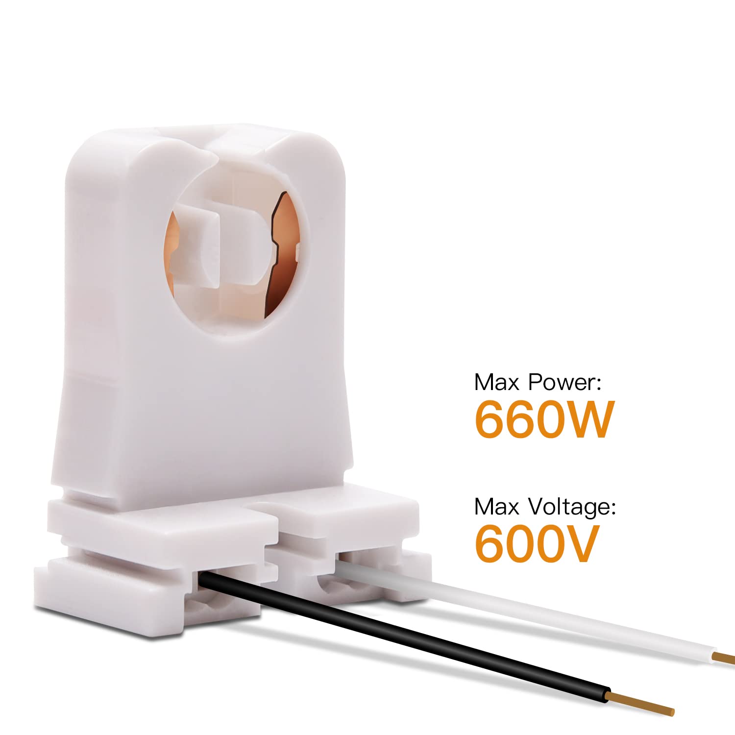 30-Pack JACKYLED Non-Shunted Turn-Type T8 Lamp Holder UL Socket Tombstone with 10 inches Wires Attached for LED Fluorescent Tube Replacements