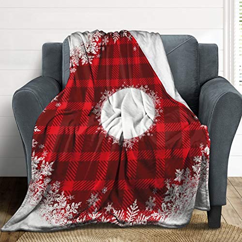 Btrada Fleece Flannel Throw Blanket Fade Resistant Air-Conditioned Quilts Multipurpose Fluffy Blanket Rustic Tartan Plaid Snowflake Pattern Bed Throws For Adults Kids, 40 X 50 Inches #TOP5