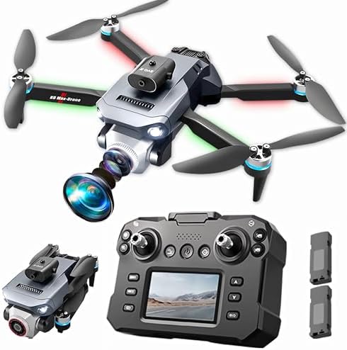 Drone With Screen On Controller With Camera 4k For Beginners And Kids,Wifi Fpv,Sd Storage,Foldable,3d Flips,One Key Take Off/Land,Headless Mode,Led Lights,Avoidance,Waypoints Fly,Sd Storage,Under 249g(2 Batteries)