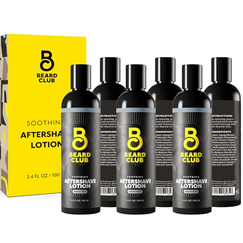 The Beard Club Aftershave for Men – Soothing After Shave Lotion for Men with Chamomile, Tea Tree Oil &amp; Willow Bark – Post Shave Balm Calms Irritation, Prevents Razor Burn &amp; Bumps - 3.4 Fl Oz - 3 Pack