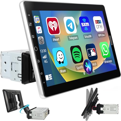 10.1 Pouces Carplay Radio Réglable Autoradio 1 Din avec Carplay Android Auto, Ecran Tactile Détachable 1080P 1 Din Radio Voiture Bluetooth/FM/SWC/Mirror...