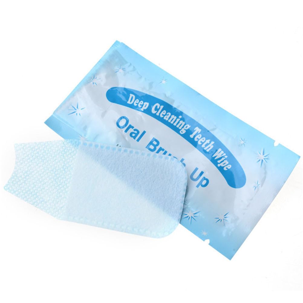 Beavorty Finger Brush Teeth Wipes 50 Pcs Disposable Deep Cleaning Teeth Wipes Deep Teeth Cleaning Finger Oral Wipes for Oral Brush Ups Mini Toothbrush, Individual Package