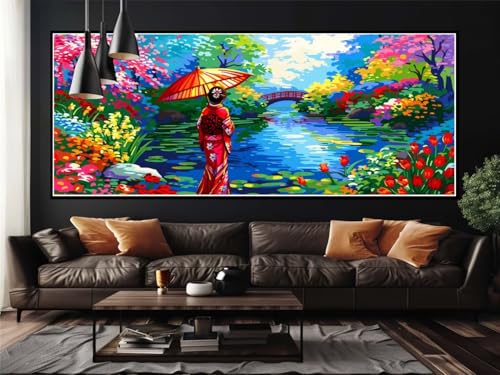 Peinture par numéro adulte Japonais géant 240x90 avec kit acrylique DIY