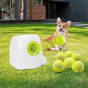 Govisiry-Automatic-Ball-Launcher-for-Dogs-6-Tennis-Balls-Included2-inches-Automatic-Dog-Ball-Launcher-Automatic-Tennis-Ball-Thrower-for-DogsSmall-and-Medium-Sized Automatic Tennis Ball Thrower for Dogs