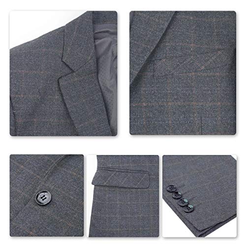 YOUTHUP Abito da Uomo a Quadri Slim Fit Elegante 3...