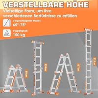 Moonlight Manor 3-Stufen-Mehrzweckleiter, 3,35 m Ausziehleiter mit Stabilisatorstange & Rädern, 150 kg Tragfähigkeit, Sicherheits-A-Rahmen-Leiter für Treppen, Haus Innen- und Außenbereich, Dach – Ansicht 2