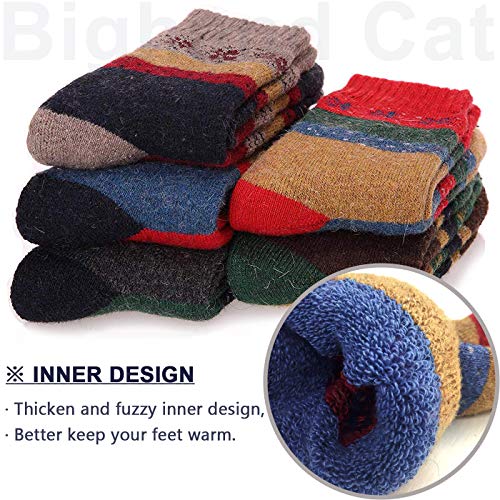 Image of IIG 5 Pairs Women's Vintage Style Thick Wool Warm Winter Crew Socks