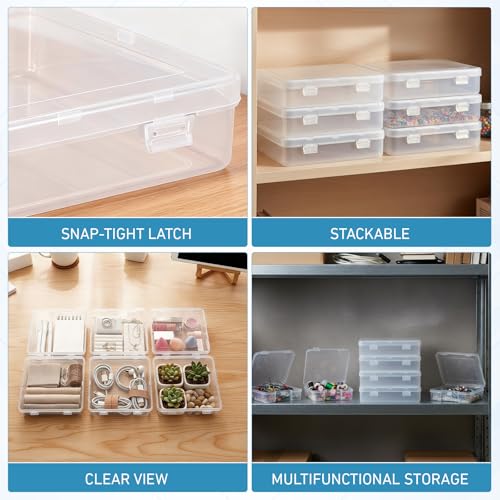 Image of Jetec 18 Pieces Mini Plastic Clear Beads Storage Containers Box for Collecting Small Items, Beads, Jewelry, Business Cards, Game Pieces, Crafts (5.9 x 5.9 x 1.5 Inch)