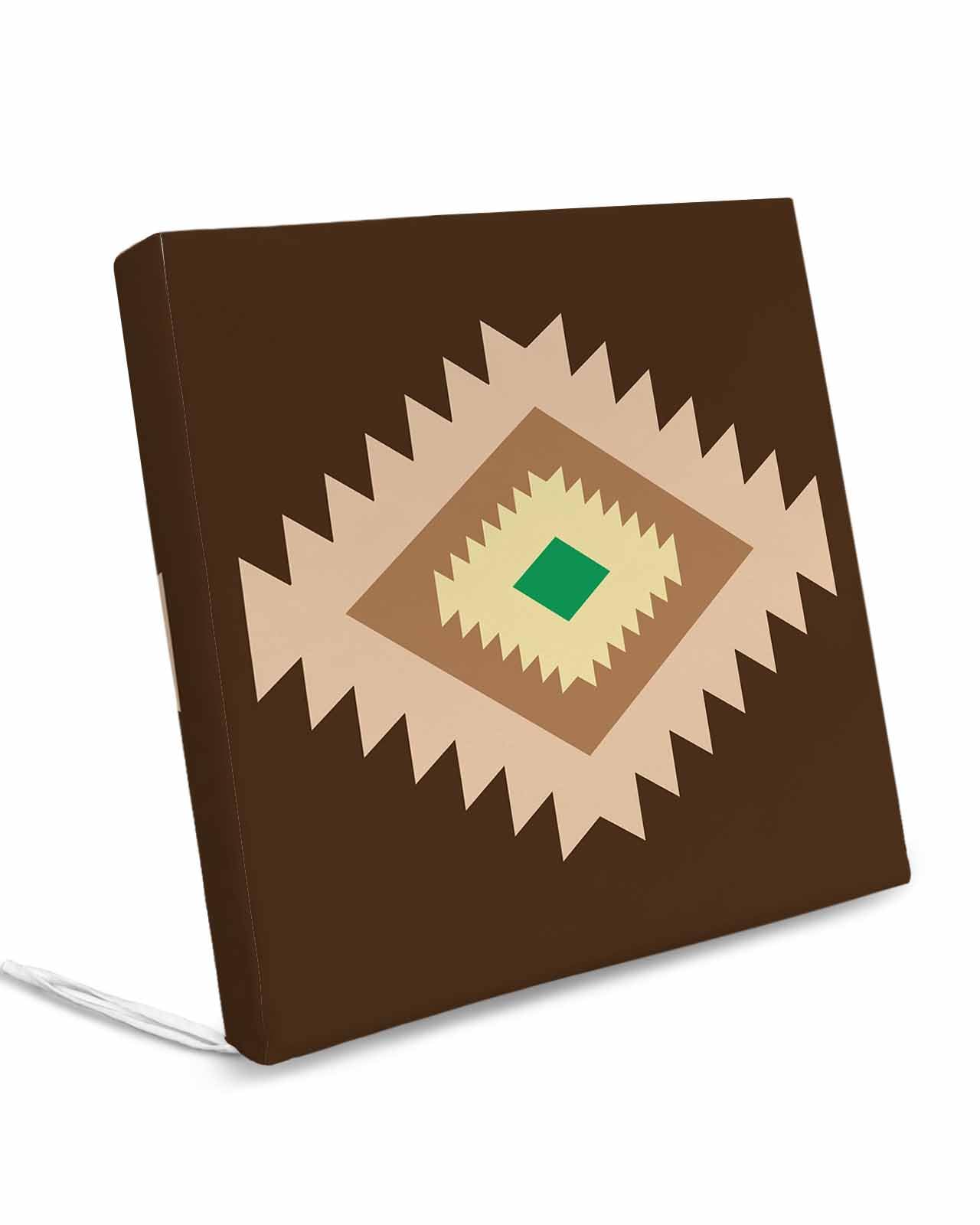 Homechoid Brown Boho Aztec Indoor Outdoor Couch Cushion Covers Replacement 2 Pack, Morocco Mexican Geometric Bohemian Waterproof Chair Sofa Seat Cover with Ties 22x22x4