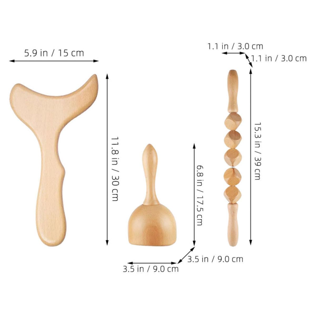 1juego Herramientas de Masaje de Madera Manuales para Relajación Muscular Masajeador de Hombros y Cuello para Uso Casa y Maderoterapia Facial