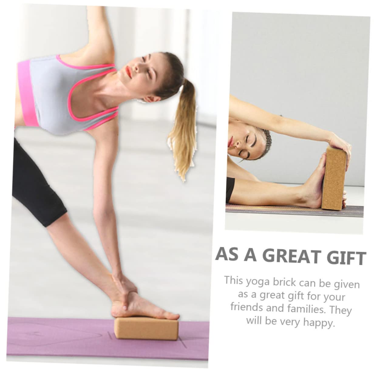HANABASS Bloque de Yoga de Corcho Natural para Entrenamiento de Herramienta de Ejercicio de Alta Accesorio para Yoga y Fitness