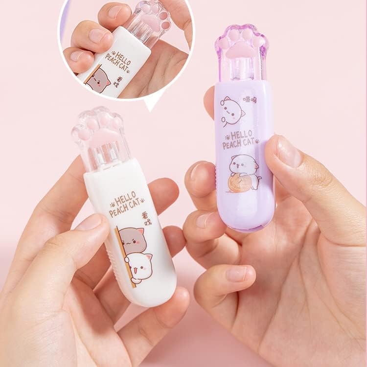 Miniatura 6 de 3 cintas estéticas blancas hacia fuera Kawaii en forma de pata de gato, cintas correctoras Cutecore estacionaria oficina suministros escolares cosas