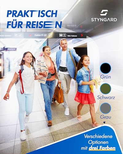 Flache Bauchtasche diebstahlsicher RFID Schutz - Geldgürtel zum Umhängen - Reise Bauchtasche mit Diebstahlschutz - Brustbeutel Damen und Herren Sport - STYNGARD - Modell Madrid
