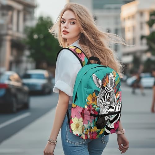 AmzPrint Girls Zebra Backpack Oversized Print Fashion Large Capacity Travel Bag Vintage Lightweight Casual Beige Bookbag4