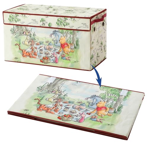 Image of Disney Winnie the Pooh Toy Storage Trunk with Soft Lid, Large Collapsible Toy Box Organizer for Kids, Durable Storage Chest for Books, Clothes & Playroom Storage, 28.5 inch x 14.5 inch x 16 inch