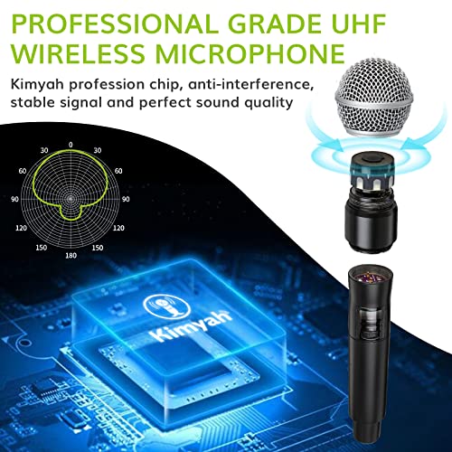 Kimyah True Diversity 492Ft Wireless Handheld Microphone System, 100 Channels Uhf Cordless Microphone For Singing, Auto Ir Connect Microphone Wireless & System Suitable For Church, Wedding,Dj, Karaoke #TOP2