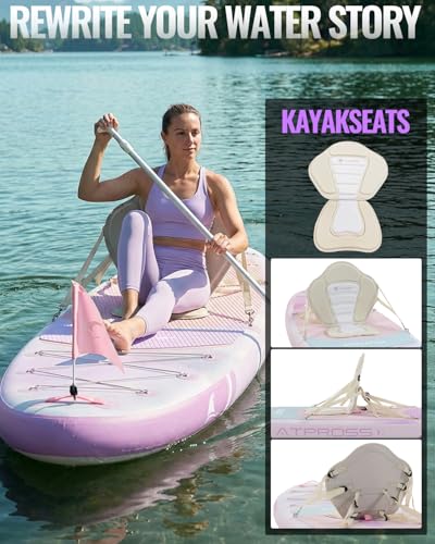 Image of 10'6''x33''Inflatable Stand Up Paddle Board, 400lbs Extra Wide Stand Up Paddleboard with Kayak Seat, Anti-Slip EVA Deck Premium SUP Accessories Kit, Non-Slip Stable Deck Boat