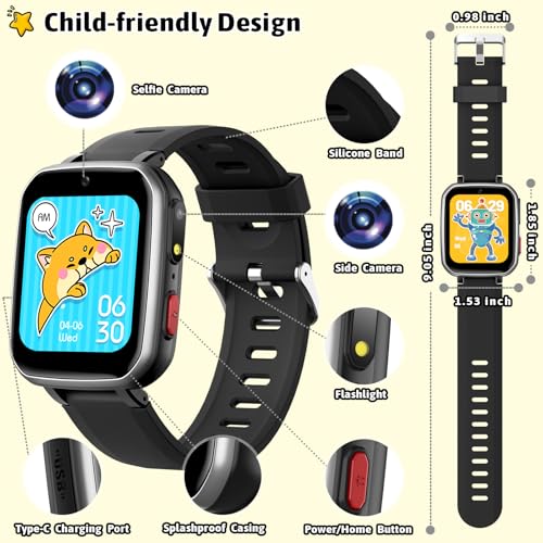 zicor Kids Game Watch Gift with 26 Puzzle Games, Dual Camera, Music Player, Pedometer, Video Recorder, Flashlight, Alarm Clock,Educational Toy for Boys Girls Age 4-12 Years Old,Birthday - Image 3