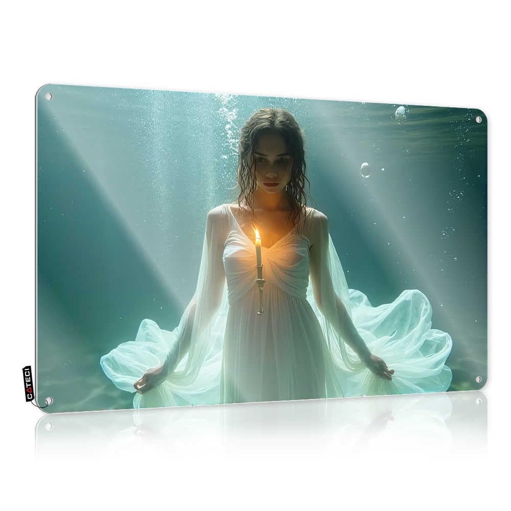 Fzfn Colour Backyard Decor Wall Signs Waterproof | Underwater Serenity: A Candlelit Vision Funny Tavern Decoration(30X40cm)