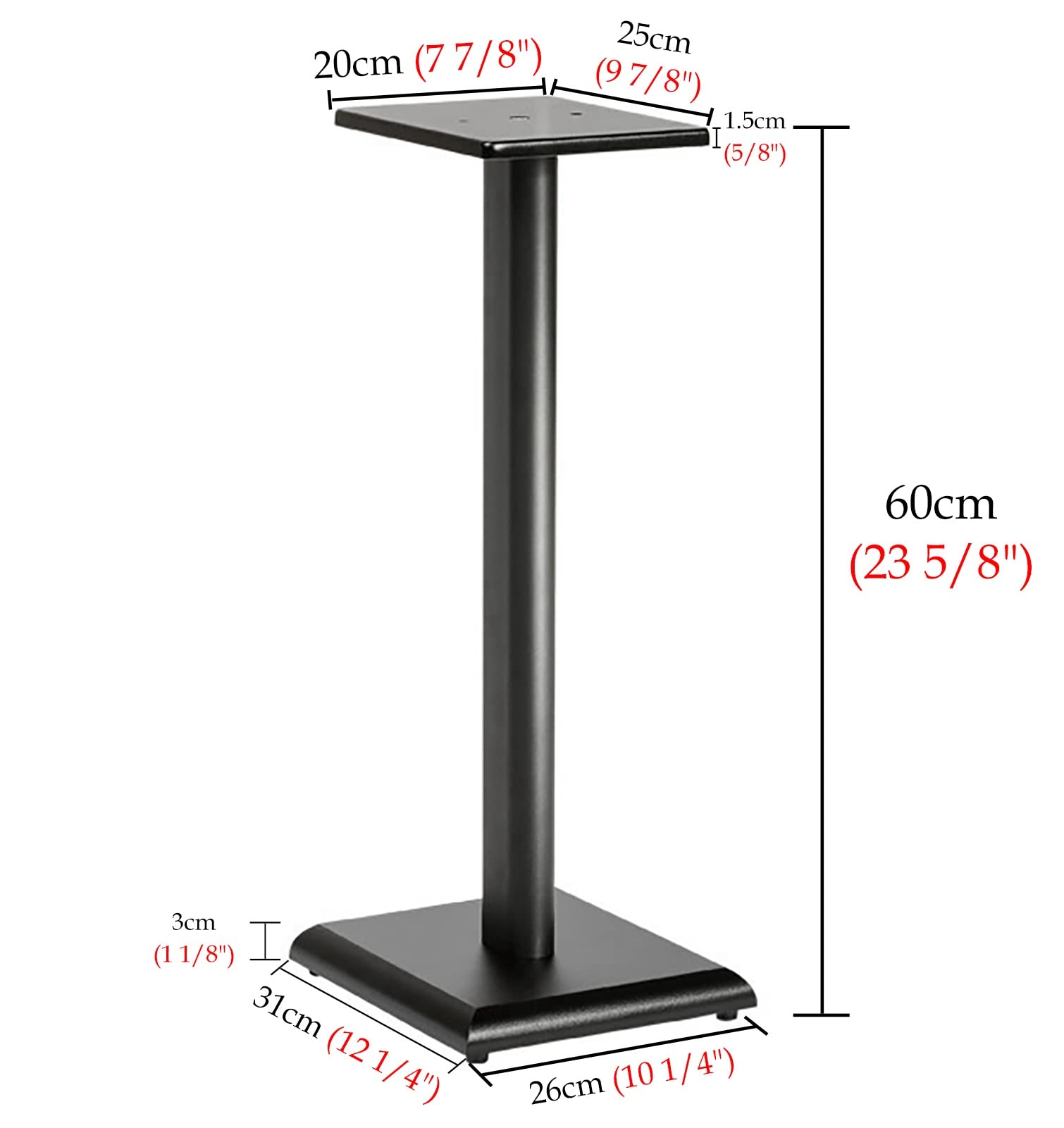 Bardzo wysokie uchwyty głośnikowe do głośników półkowych, solidne nośniki audio HiFi, redukują wibracje, idealne do monitorów kina domowego i studyjnego, łatwa instalacja, 60