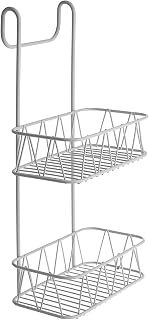 Hanging Caddy Over Shower door Screen Caddy Bathroom Organiser Shower Rack Storage Rack for Bathroom - No Rust Self Draining Design (2 Tier White)