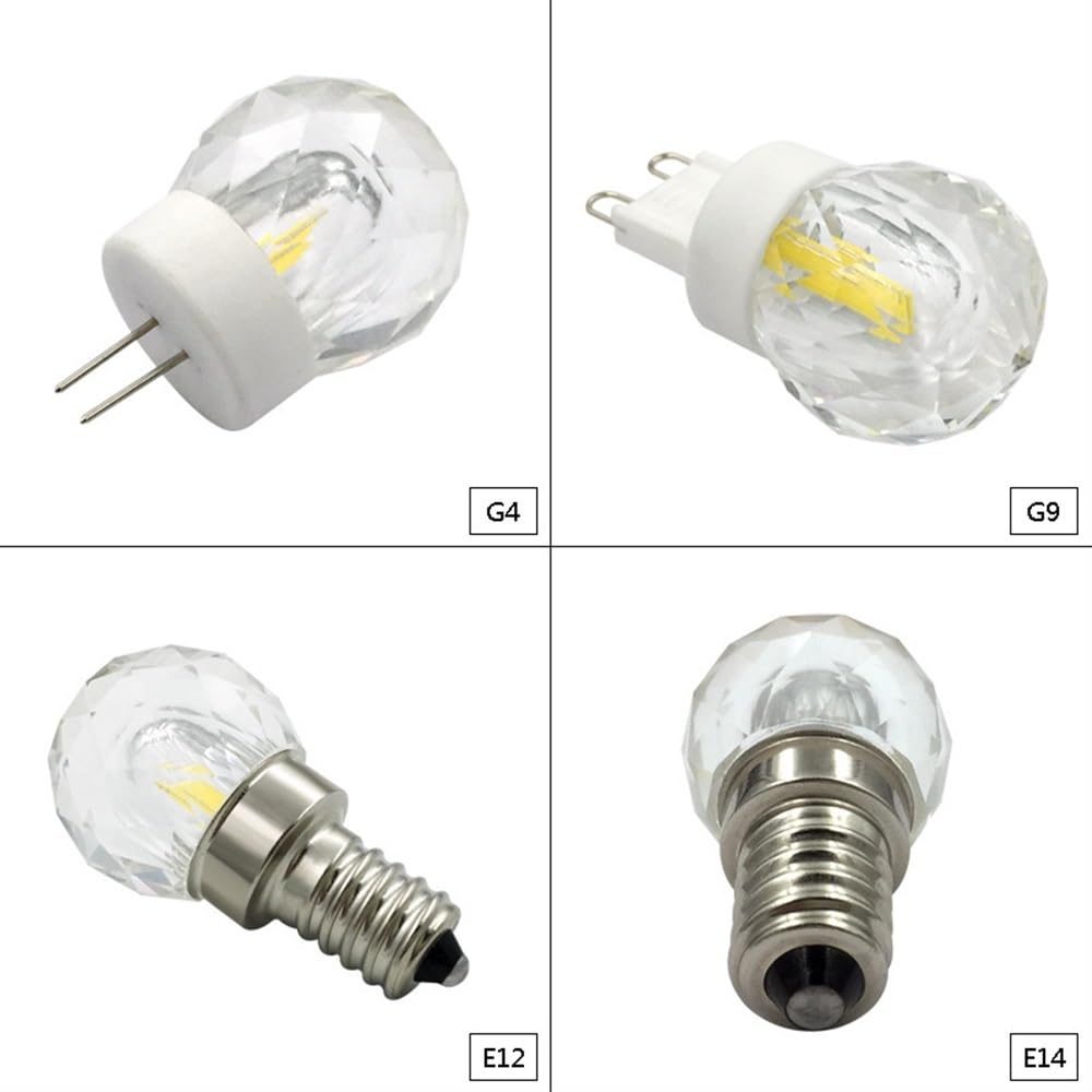 1fortunate Confezione da 50, sorgente luminosa a LED AC220V 3W G4/G9/E14 COB Lampada a sospensione in cristallo(Warm white,G4 3W)