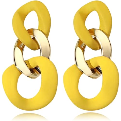 Charm Elegant Hollow Color Chain Acrylic Geometric Temperament Dangle Drop Earrings Bohemian Minimalist Hypoallergenic Jewelry Gift