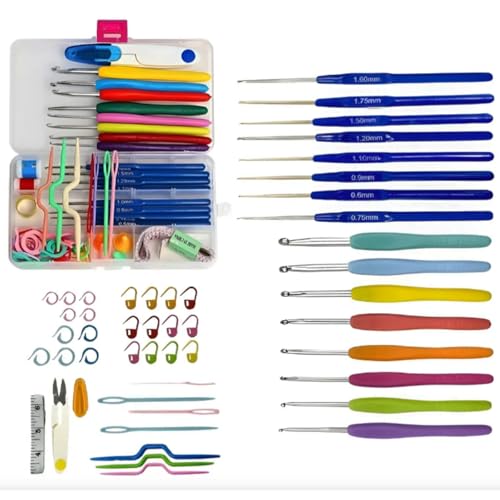 Kit de Crochê Completo 53 Peças com Agulhas Soft Ergonômicas, Tesoura e Acessórios – Estojo Organizador (16 agulhas)