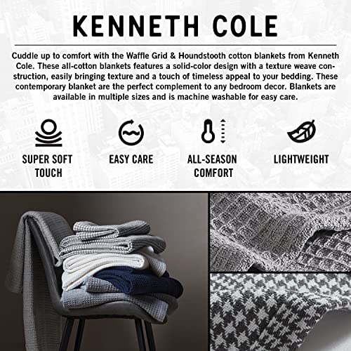 Kenneth Cole New York - King Size Blanket, Lightweight Cotton Home Bedding, Cozy Blanket For All Seasons (Waffle Grid Navy, King) #TOP28