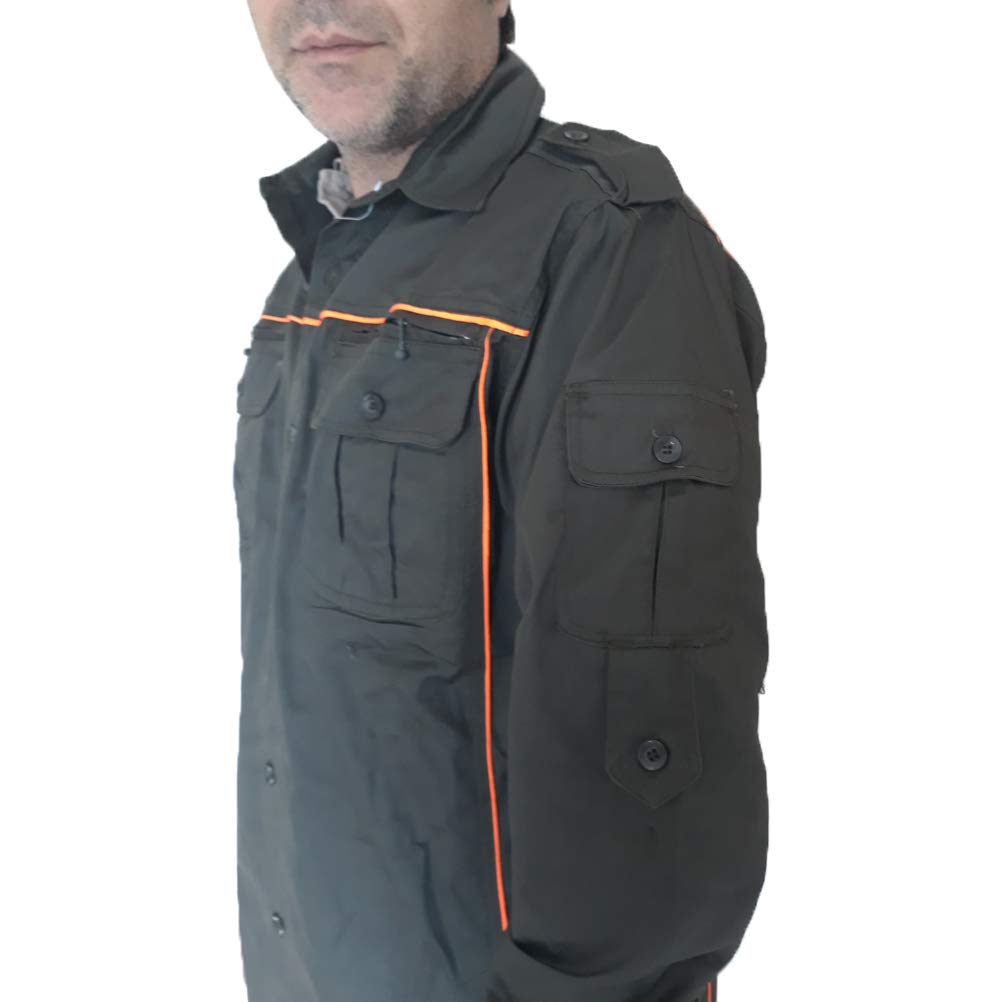 Camicia Caccia Verde riporti Arancio Bottoni Abbigliamento Tecnico Uomo