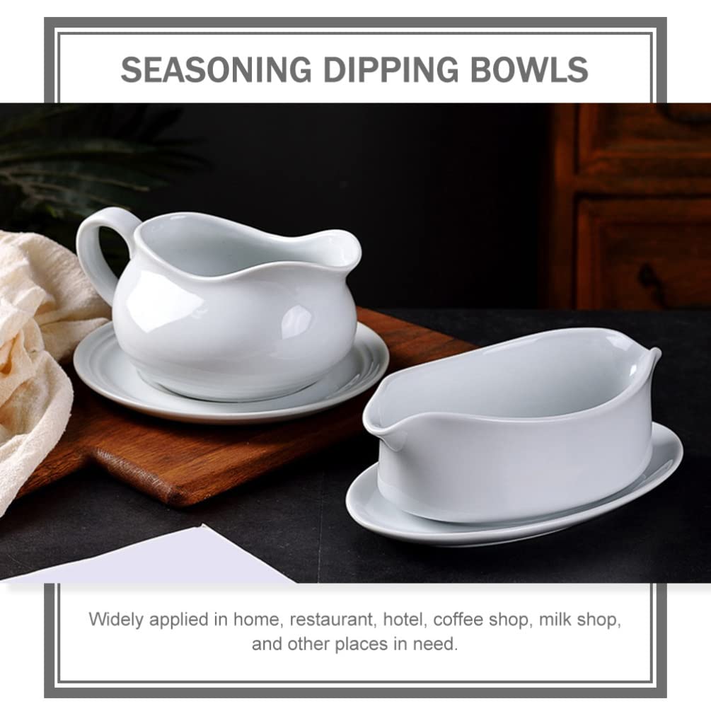 Tazza di salsa in ceramica for la barca di sugo: barca di sugo con vassoio, bistecca sugo versatore, 60 0ml. Server di condimento for insalata del piatto for il ristorante Home Dining Gravy Boat