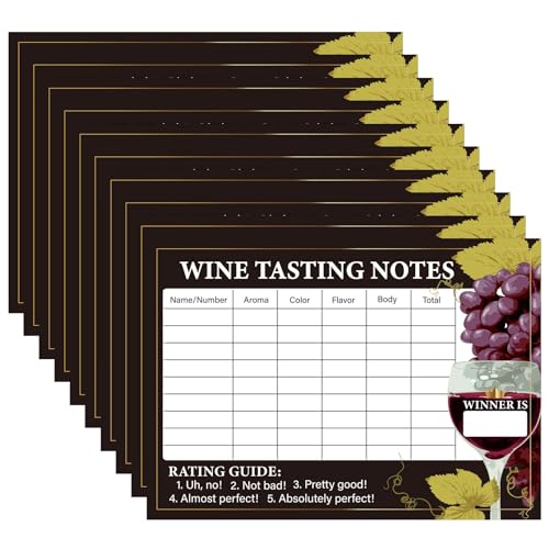 lasuroa 30uds Tarjetas de Puntuación para Cata Vinos, Hojas Notas para Cata a Ciegas Tarjetas Registro Artículos Vintage Fiestas Eventos Vinícolas y Reuniones de Clubes
