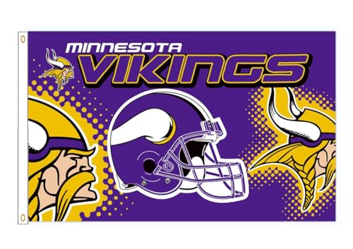 Yerchic Vikings Flag Minnesota Banner 3x5ft Sports Fans Polyester Flags For Garage Room Man Cave