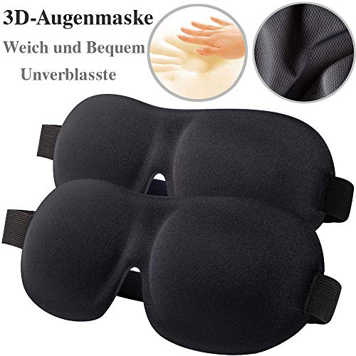 Schlafmaske,Augenmaske Nachtmaske,2 Stück DOLYUU Premium Schlafbrille Nachtmaske,100% Lichtschutz Schlafmaske, Super Weich und Bequem Schlafmaske, Augenmaske für Reisen, Schichtarbeit und Nickerchen