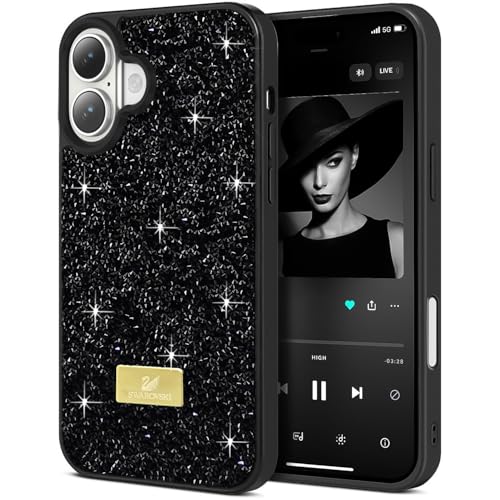 Dl3 Mobilak Case For iPhone 17 Case Glitter, Sparkle Diamond Crystal Bling Case with Bling, Ultra Thin Lightweight Full Body Shockproof Anti-Scratch Protective Cover (Black)