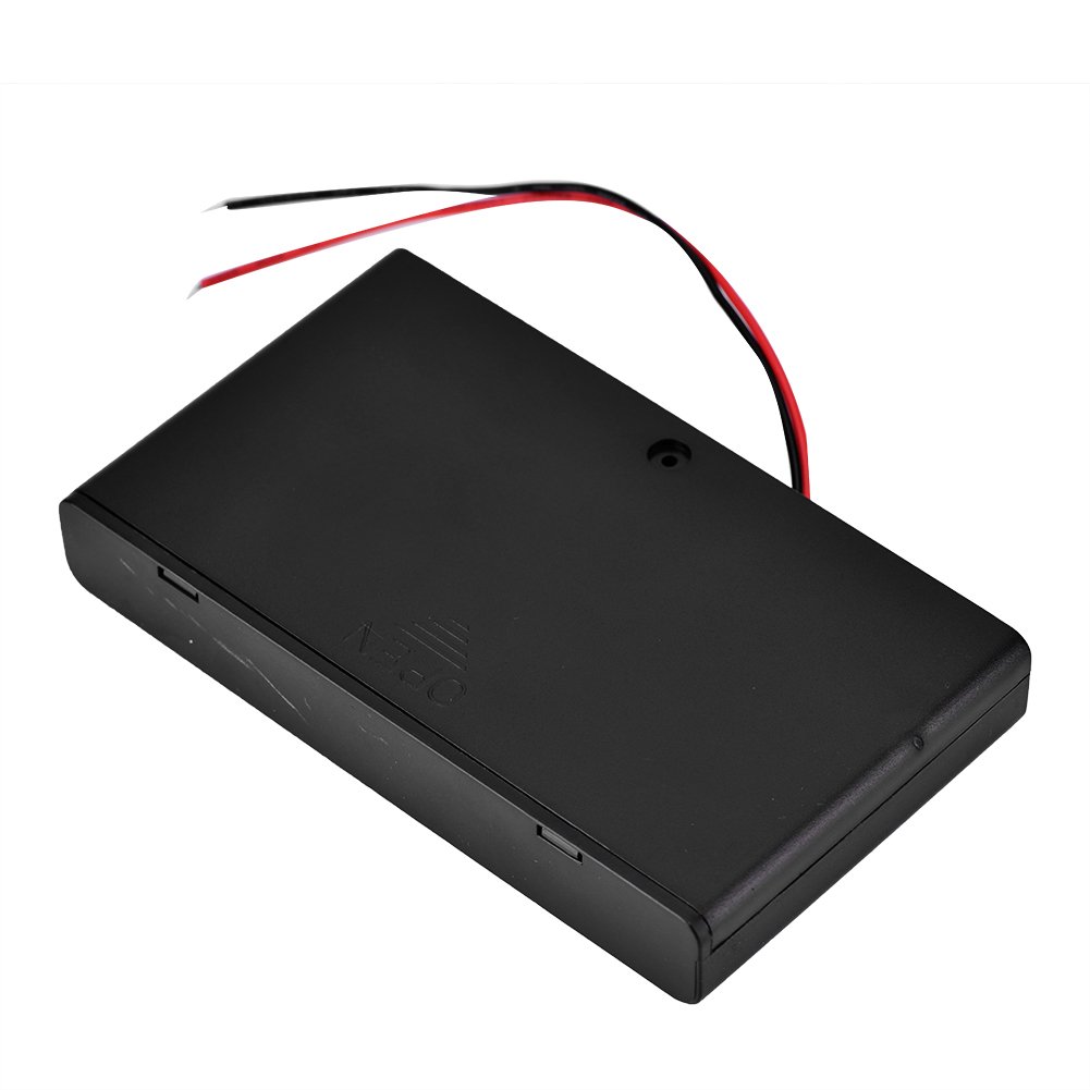 12 Volt AA Battery Box AA Batteries Holder Black ABS Portable 8pcs AA Battery Holder Battery Storage Box with Lid Switch