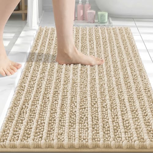 Image of Arotive Luxury Bathroom Rugs 34x21, Extra Soft Thick Absorbent Shaggy Chenille Bath Rugs, Machine Wash Dry, Bath Mats for Bathroom Floor, Tub and Shower, Home Decor Accessories, Cream Beige