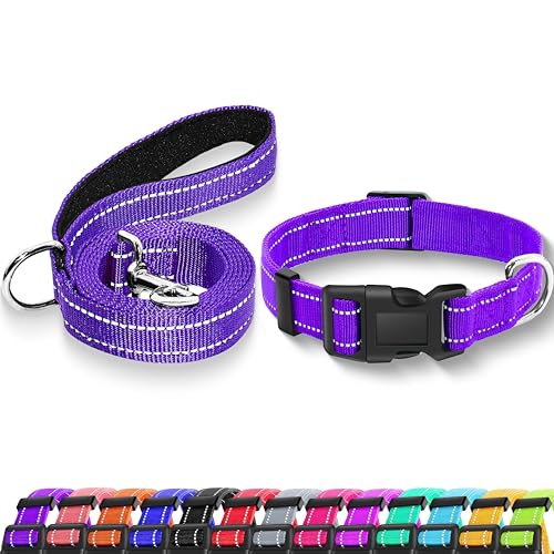 Maiiu Reflective Dog Collar with Safety Locking Buckle, Adjustable Soft Breathable Nylon Collars for Small, Medium and Large Dog