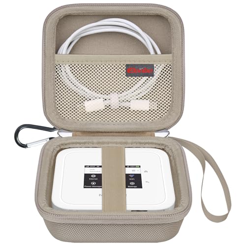 Image of Elonbo Carrying Case for NETGEAR Nighthawk M6 / M6 Pro / M7 Pro / M5 5G Mobile Hotspot Router, Portable Wireless WiFi Travel Hotspot Router Storage Holder, Extra Mesh Pocket Fits Cable, Champagne Gold