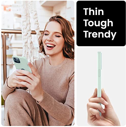 Image of DIZORO Back Cover for iPhone 12 Pro Max Case, Shockproof Slim Camera & Full Body Protection Liquid Silicone TPU Cover with Logo Cut (6.7 Inch) -Mint Green