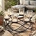 Seraphic Iron Round Table Decor Centerpiece Decorations Candle Holder for Weddings, Outdoor Patio, Kitchen, Dining Room, and Coffee Tables, Glass Votive Tealight Holders, Black, 6 Clear Cups