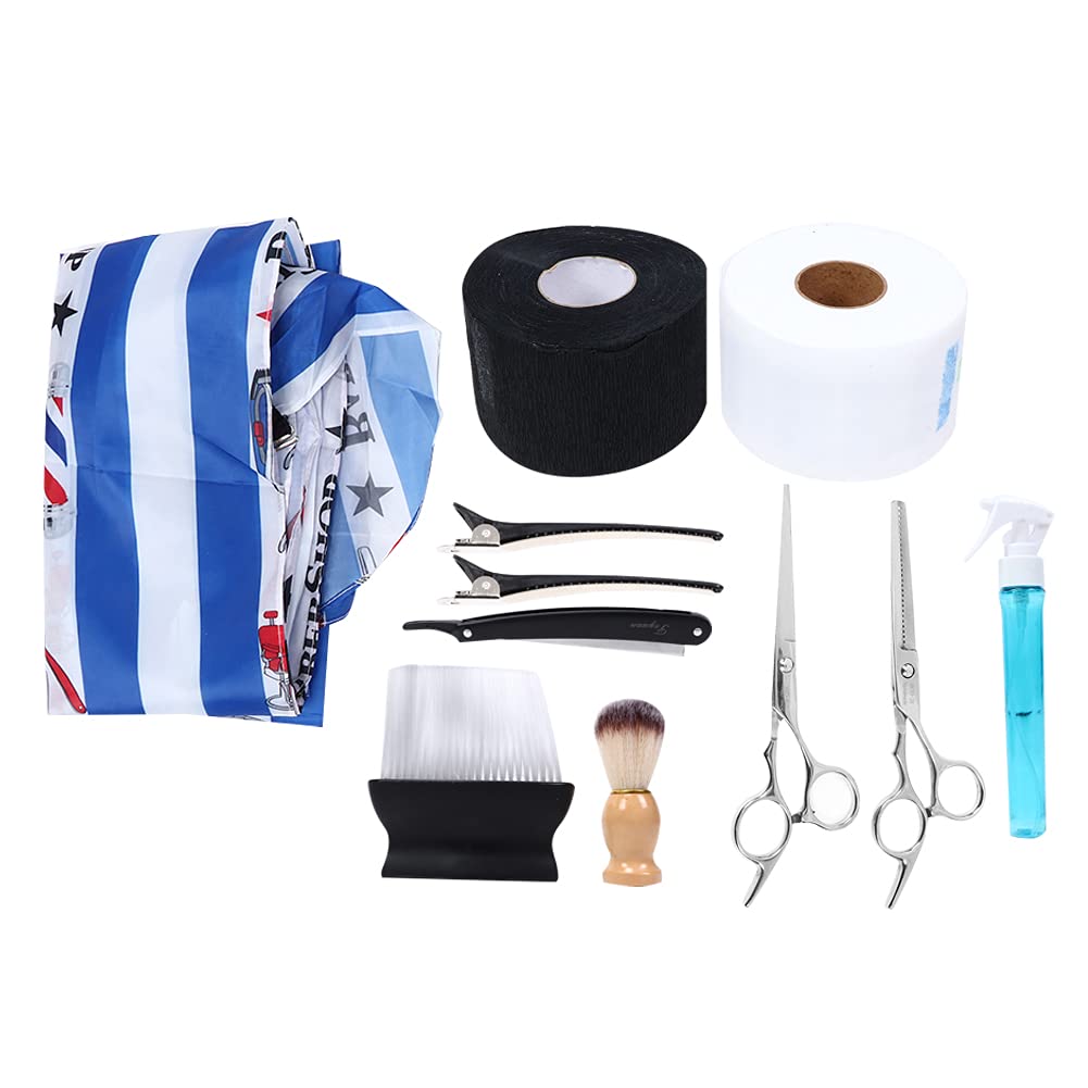 Set professionale per taglio capelli Forbici Rasoio per barba Grembiule per capelli Mantella Kit completo per taglio capelli per operatori del salone e uso domestico Acciaio