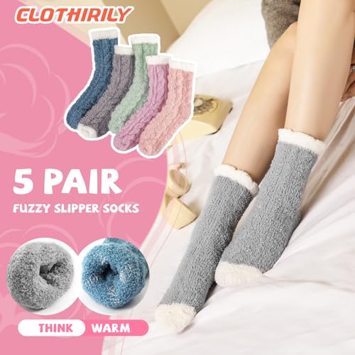 Image of Clothirily Fuzzy Socks for Women, Fluffy Socks Womens, Soft Cozy Slipper Sock for Women, Womens Winter Warm Sleeping Sock