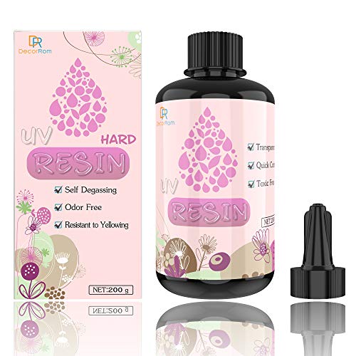 UV Resin - 200g Hard Type Crystal Clear Glue Ultraviolet Curing Epoxy Resin for Jewelry Making Craft Decoration - Transparent Solar Cure Sunlight Activated Resin for Resin Mold, Casting and Coating