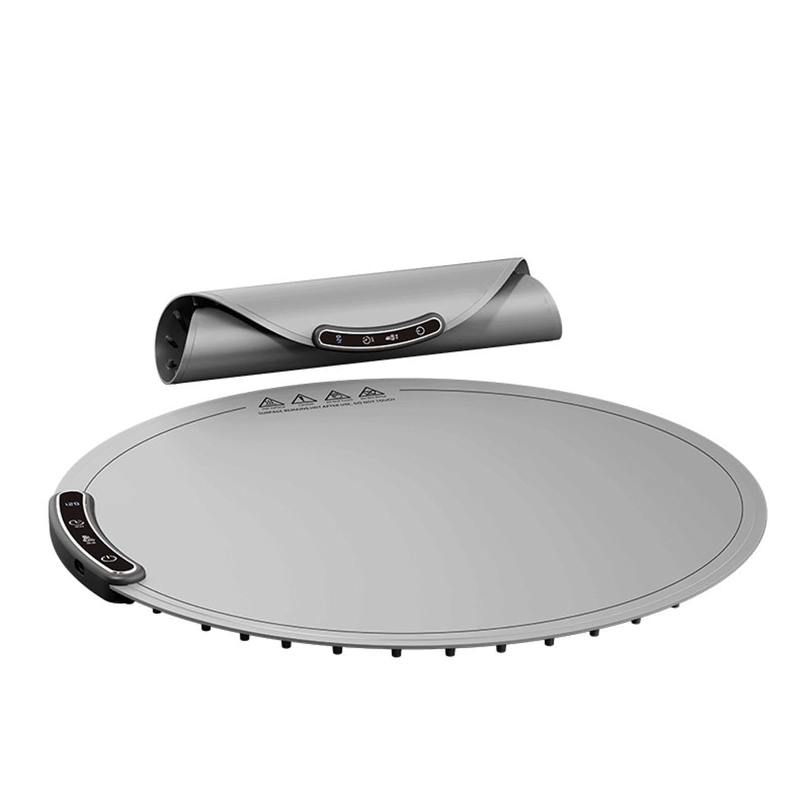 Manta Térmica para Alimentos, Placa Calefactora de 300 W, Placa Calefactora de Mesa Plegable para Reuniones, Fiestas en Casa, Restaurantes Y Bufés Dom, Redondo Gris, Individual