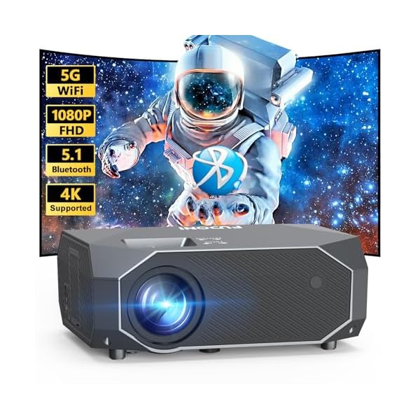 FUDONI Projector with 5G WiFi and Bluetooth, 15000L Outdoor Movie Projector Native 1080P 4k Supported, Portable Projector, Home Theater Projector for iOS/Android/TV Stick/Laptop/HDMI/USB