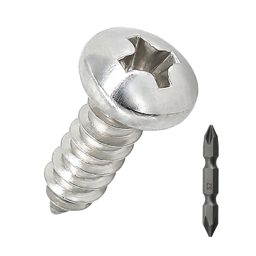 #8 x 3/4" Pan Head pan Head Wood Screws 100 Pcs 18-8 (304) Stainless Steel Pan Head Phillips Drive Self Tapping Screws, Bright Finish, No Coating, Fayeploo