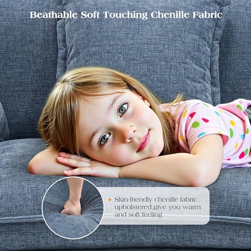 Image of 149.2 inch Modular Sectional Sofa,Cloud Couch for Living Room, Modern Deep Seat Sofa 4 Seater Chenille Fabric Comfy Couches with Throw Pillows & Ottoman for Apartment